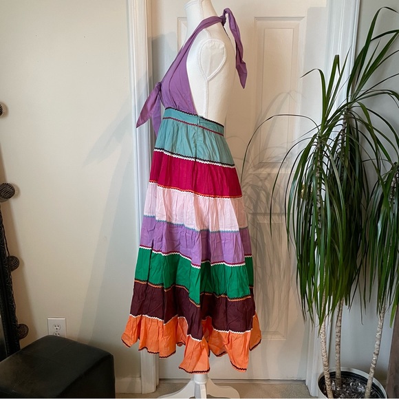 ANTIK BATIK Dress NWT Perrine tiered cutout cotton halterneck Multicolor Size 6 - Picture 10 of 16
